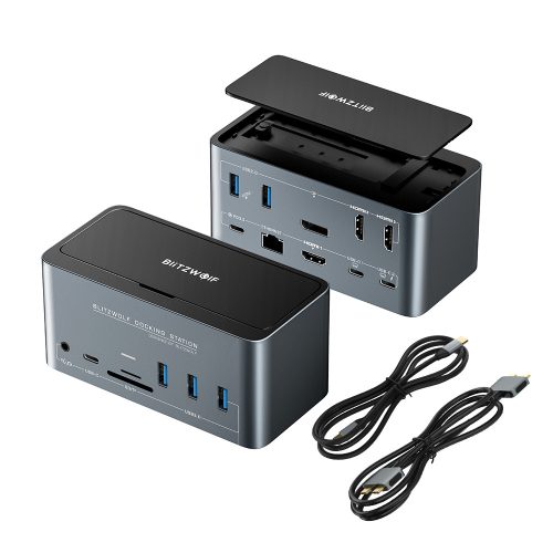 Blitzwolf BW-TH13 USB Hub 18 in One: M.2 SSD, 3 Motorunterstützung, 4K HDMI, USB 3.0 5Gbps, SD-Kartenleser, 3.5 Klinke, LAN-Port