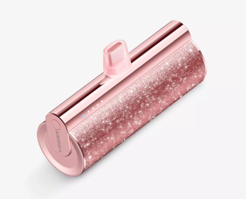 Veger Lipstick-C Power Bank mit USB Type-C plug – 5000 mAh Kapazität, für alle USB Type-C Produkte, PD3.0-Laden - Rose Gold